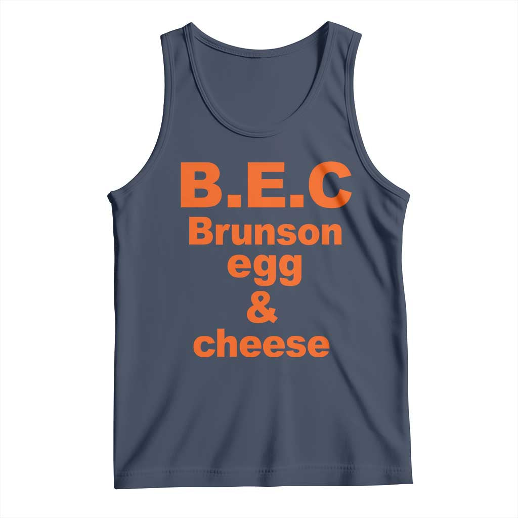 B.E.C. Brunson Egg and Cheese Sandwich Pun Tank Top Funny New York Bodega Breakfast Basketball Fan