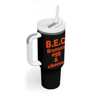 B.E.C. Brunson Egg and Cheese Sandwich Pun Tumbler With Handle Funny New York Bodega Breakfast Basketball Fan