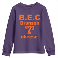 B.E.C. Brunson Egg and Cheese Sandwich Pun Youth Sweatshirt Funny New York Bodega Breakfast Basketball Fan