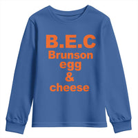 B.E.C. Brunson Egg and Cheese Sandwich Pun Youth Sweatshirt Funny New York Bodega Breakfast Basketball Fan