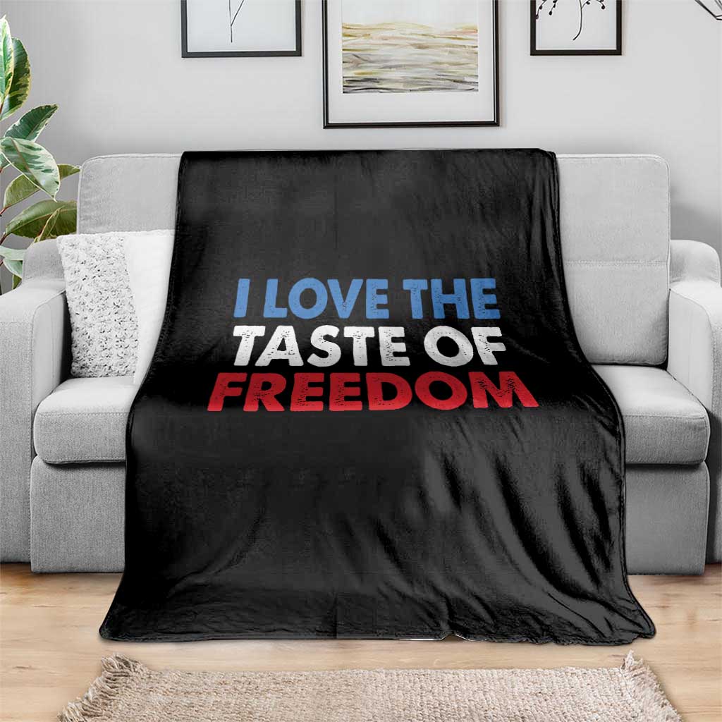 I Love The Taste Of Freedom Matching Couple Throw Blanket Funny Patriotic Red White and Blue 4th of July