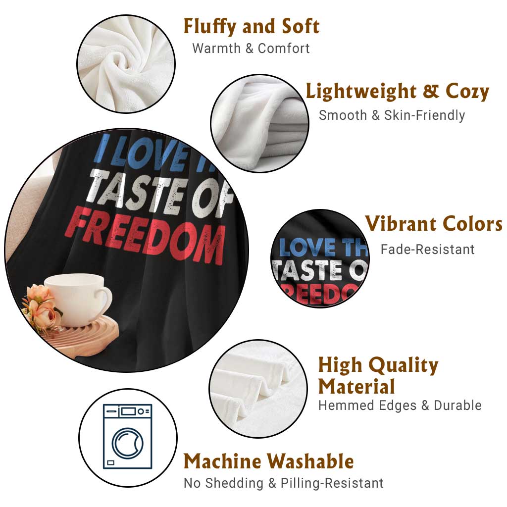 I Love The Taste Of Freedom Matching Couple Throw Blanket Funny Patriotic Red White and Blue 4th of July