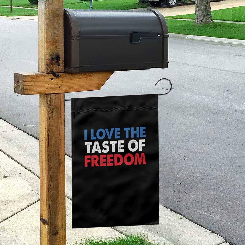 I Love The Taste Of Freedom Matching Couple Garden Flag Funny Patriotic Red White and Blue 4th of July