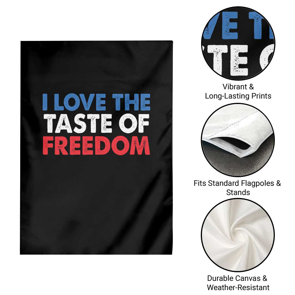 I Love The Taste Of Freedom Matching Couple Garden Flag Funny Patriotic Red White and Blue 4th of July