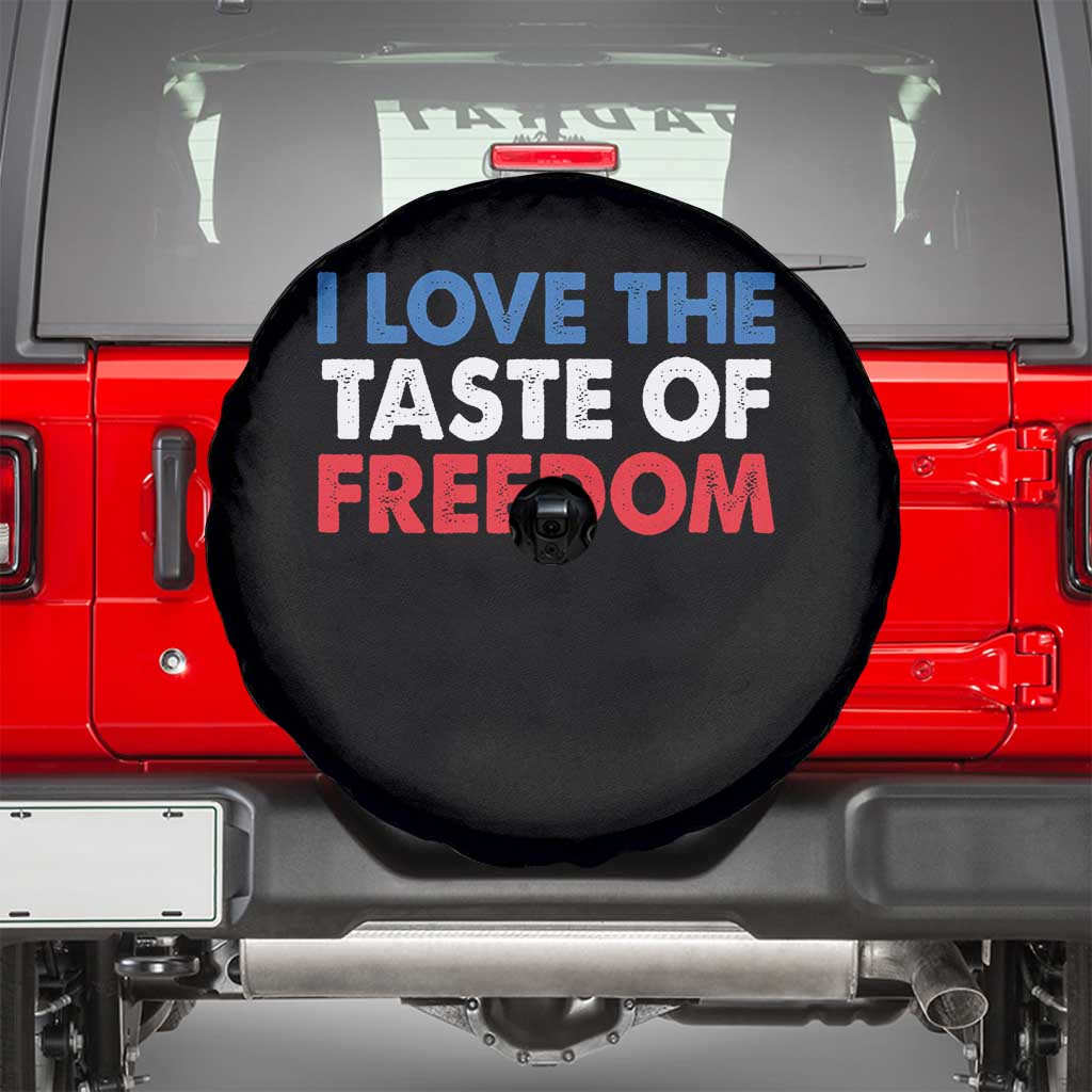 I Love The Taste Of Freedom Matching Couple Spare Tire Cover Funny Patriotic Red White and Blue 4th of July