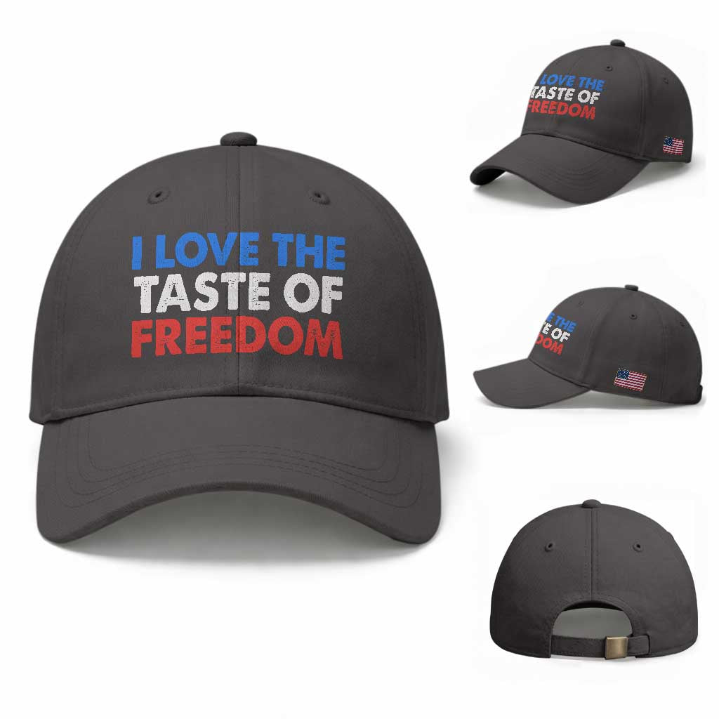 I Love The Taste Of Freedom Matching Couple Baseball Cap Funny Patriotic Red White and Blue 4th of July