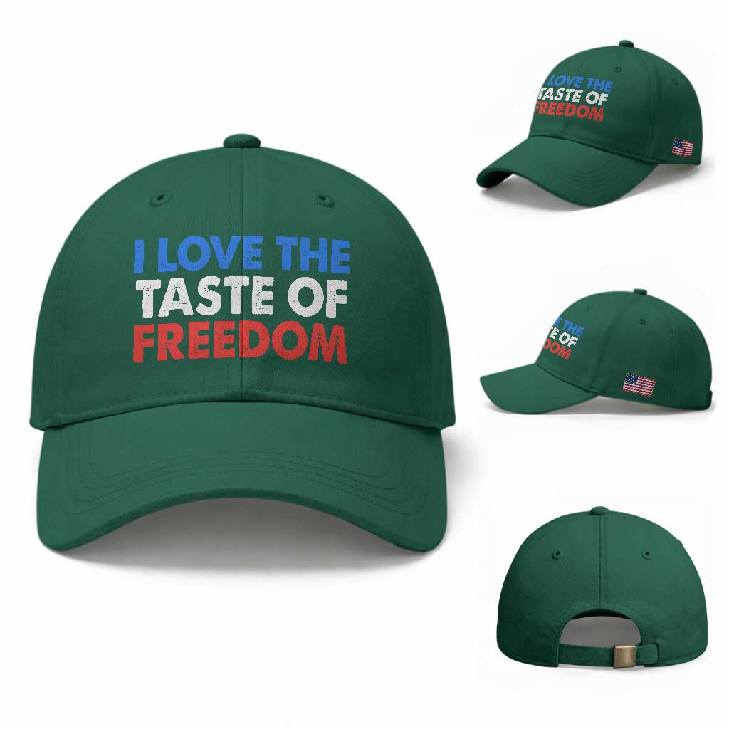 I Love The Taste Of Freedom Matching Couple Baseball Cap Funny Patriotic Red White and Blue 4th of July