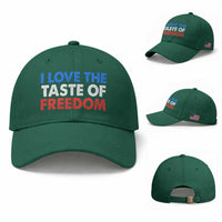 I Love The Taste Of Freedom Matching Couple Baseball Cap Funny Patriotic Red White and Blue 4th of July