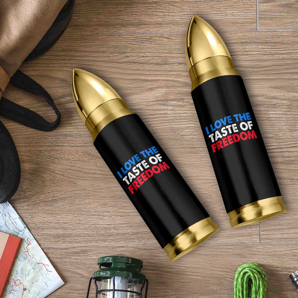 I Love The Taste Of Freedom Matching Couple Bullet Tumbler Funny Patriotic Red White and Blue 4th of July