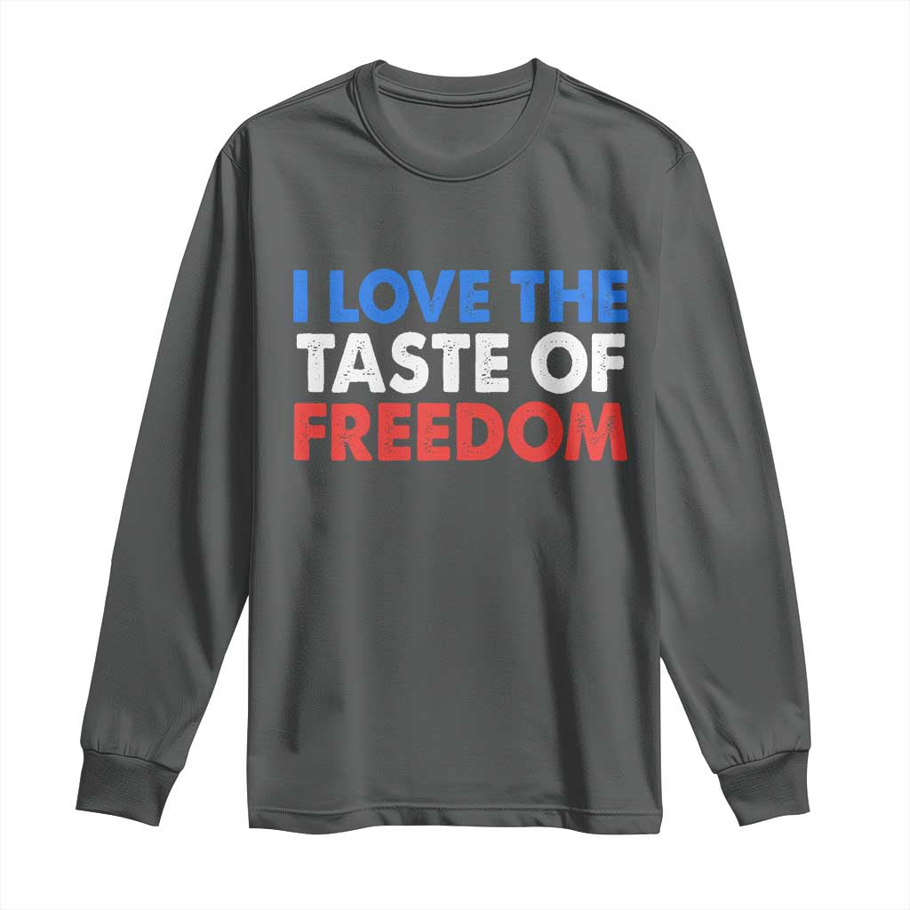 I Love The Taste Of Freedom Matching Couple Long Sleeve Shirt Funny Patriotic Red White and Blue 4th of July