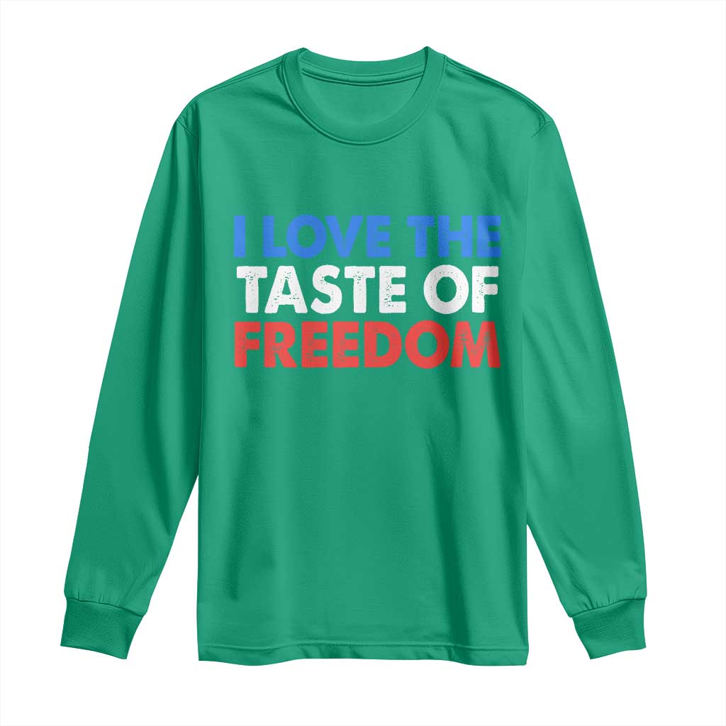I Love The Taste Of Freedom Matching Couple Long Sleeve Shirt Funny Patriotic Red White and Blue 4th of July