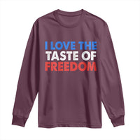 I Love The Taste Of Freedom Matching Couple Long Sleeve Shirt Funny Patriotic Red White and Blue 4th of July