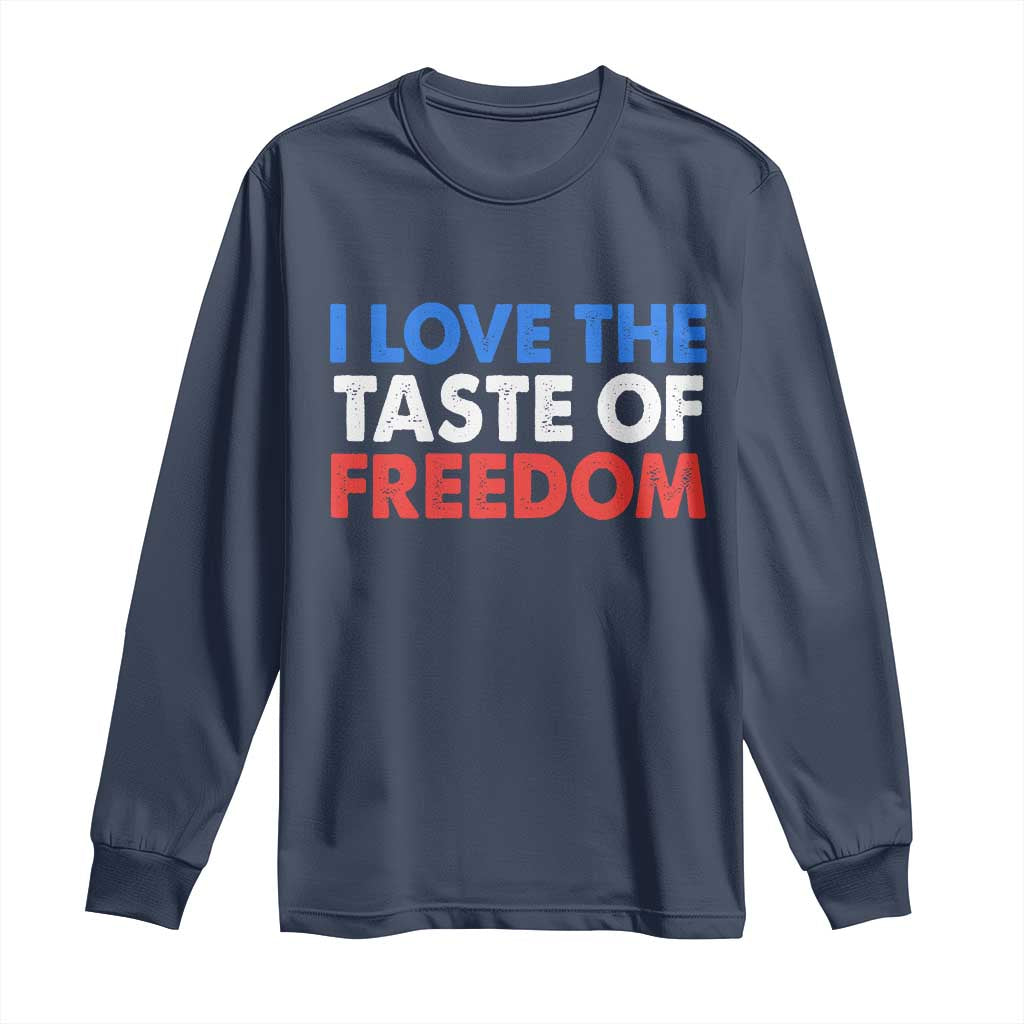 I Love The Taste Of Freedom Matching Couple Long Sleeve Shirt Funny Patriotic Red White and Blue 4th of July