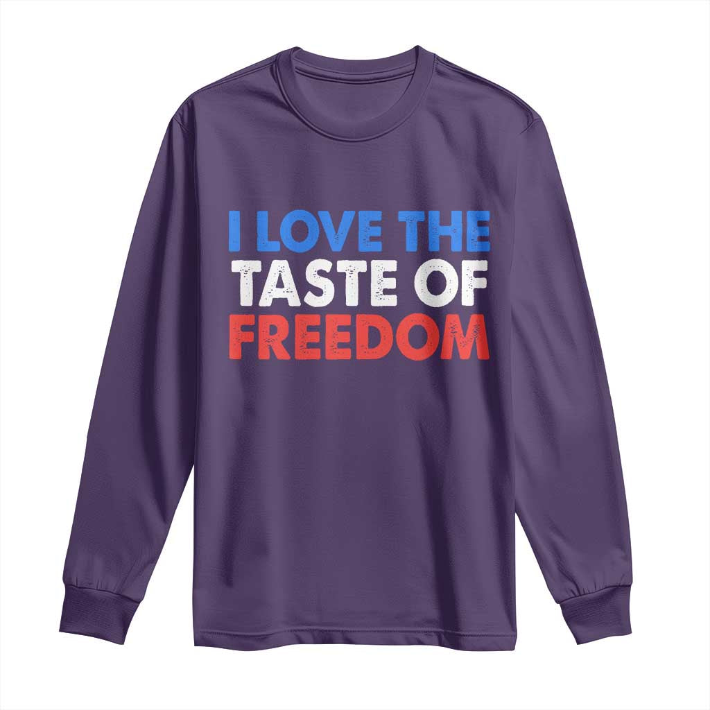 I Love The Taste Of Freedom Matching Couple Long Sleeve Shirt Funny Patriotic Red White and Blue 4th of July