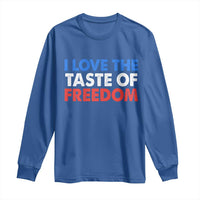 I Love The Taste Of Freedom Matching Couple Long Sleeve Shirt Funny Patriotic Red White and Blue 4th of July