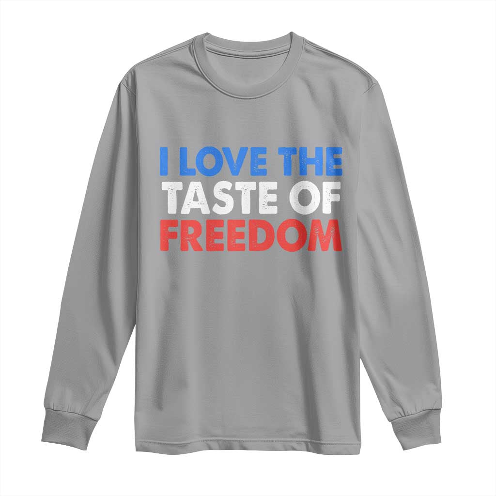 I Love The Taste Of Freedom Matching Couple Long Sleeve Shirt Funny Patriotic Red White and Blue 4th of July