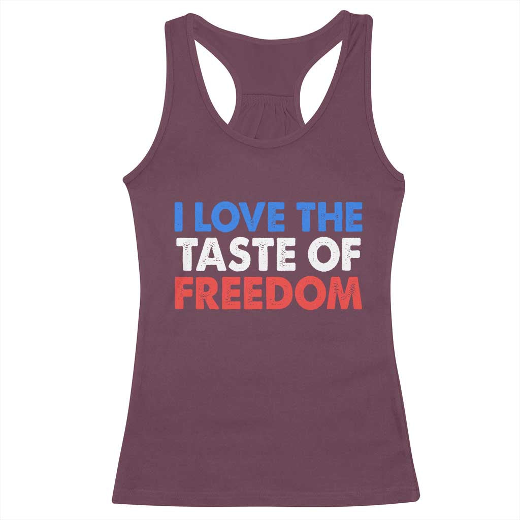 I Love The Taste Of Freedom Matching Couple Racerback Tank Top Funny Patriotic Red White and Blue 4th of July