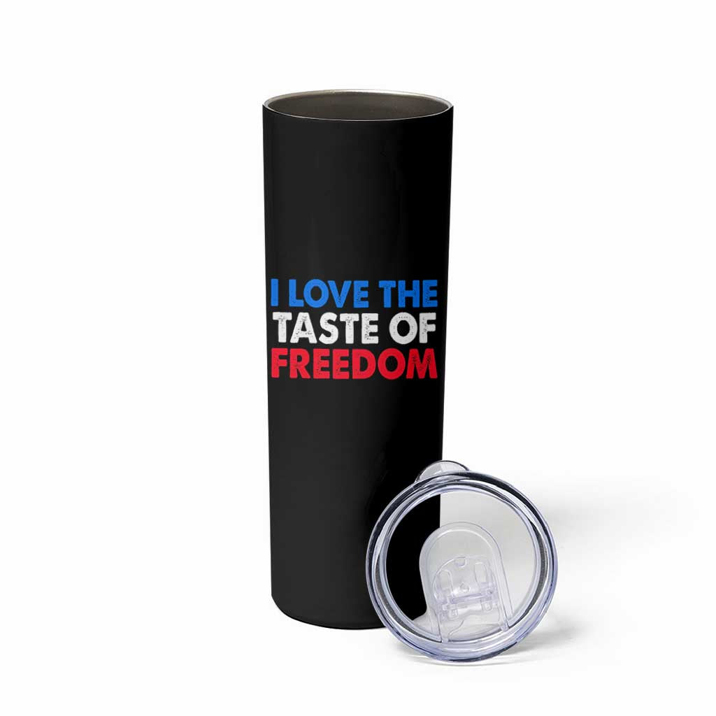 I Love The Taste Of Freedom Matching Couple Skinny Tumbler Funny Patriotic Red White and Blue 4th of July