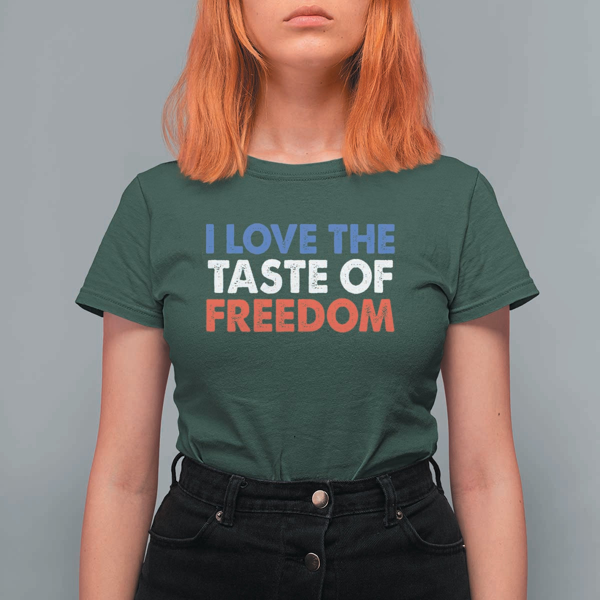 I Love The Taste Of Freedom Matching Couple T Shirt For Women Funny Patriotic Red White and Blue 4th of July