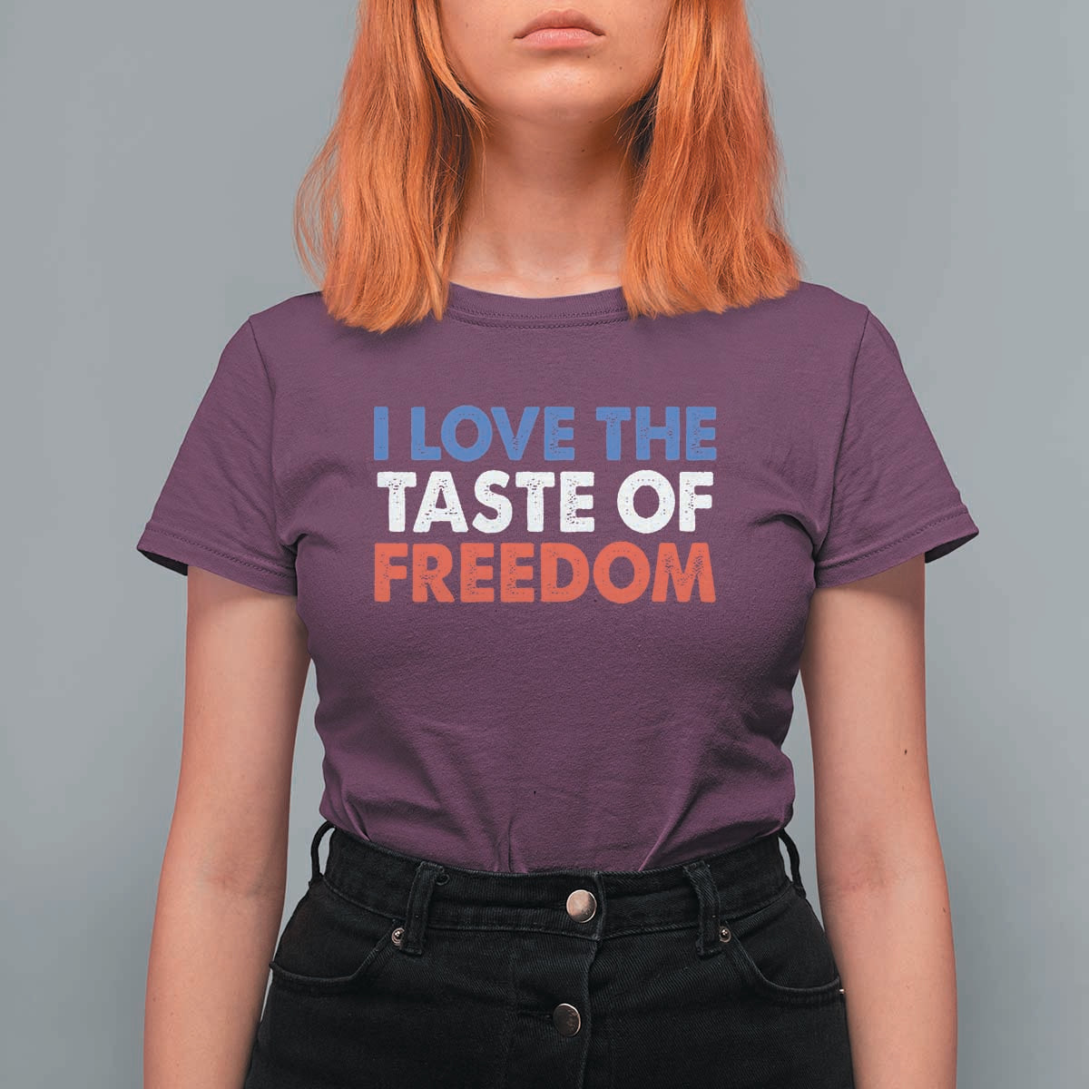 I Love The Taste Of Freedom Matching Couple T Shirt For Women Funny Patriotic Red White and Blue 4th of July