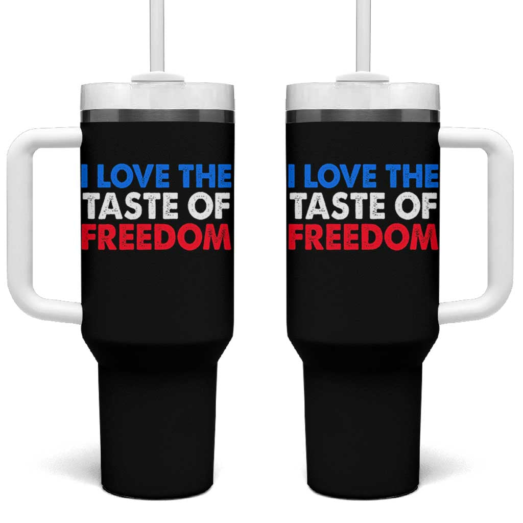 I Love The Taste Of Freedom Matching Couple Tumbler With Handle Funny Patriotic Red White and Blue 4th of July