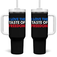 I Love The Taste Of Freedom Matching Couple Tumbler With Handle Funny Patriotic Red White and Blue 4th of July