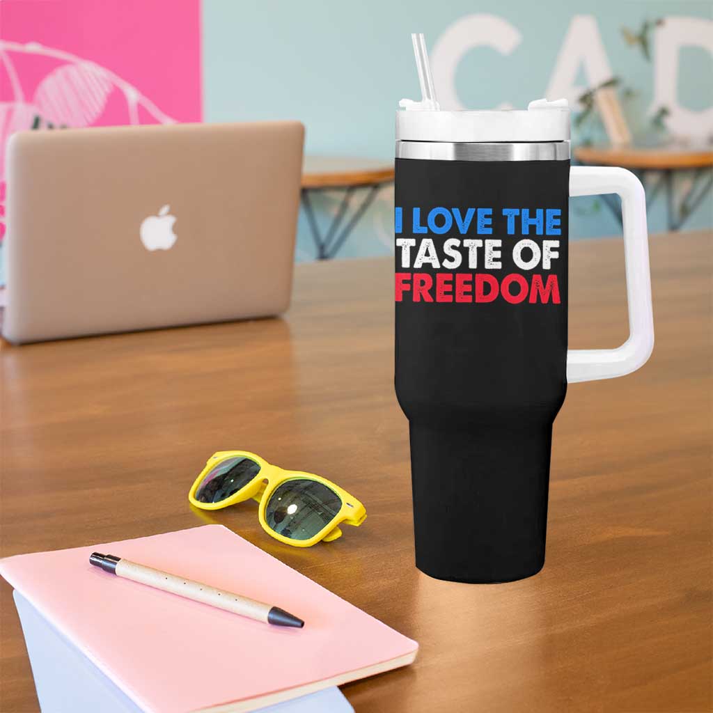 I Love The Taste Of Freedom Matching Couple Tumbler With Handle Funny Patriotic Red White and Blue 4th of July