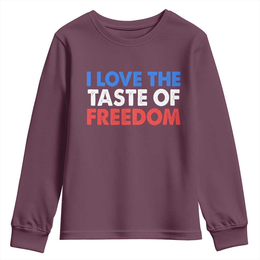 I Love The Taste Of Freedom Matching Couple Youth Sweatshirt Funny Patriotic Red White and Blue 4th of July