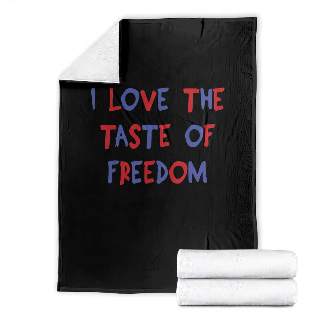 I Love The Taste Of Freedom Americana Matching Couple Throw Blanket Funny Patriotic Red White and Blue 4th of July