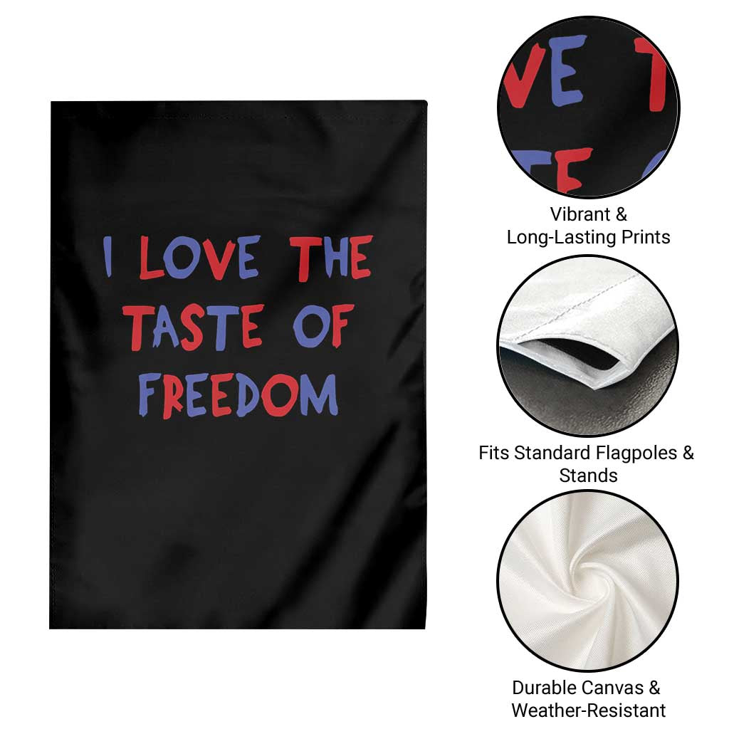 I Love The Taste Of Freedom Americana Matching Couple Garden Flag Funny Patriotic Red White and Blue 4th of July