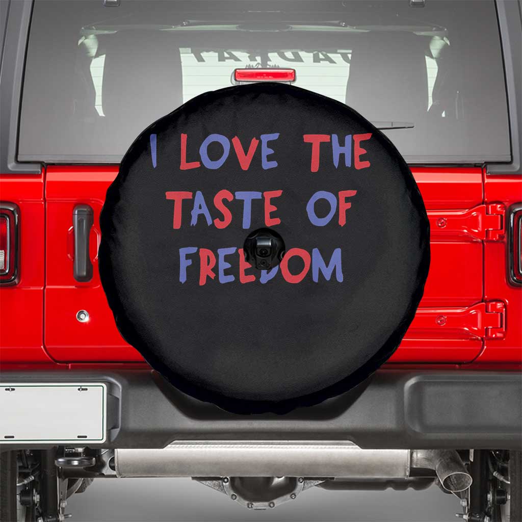 I Love The Taste Of Freedom Americana Matching Couple Spare Tire Cover Funny Patriotic Red White and Blue 4th of July