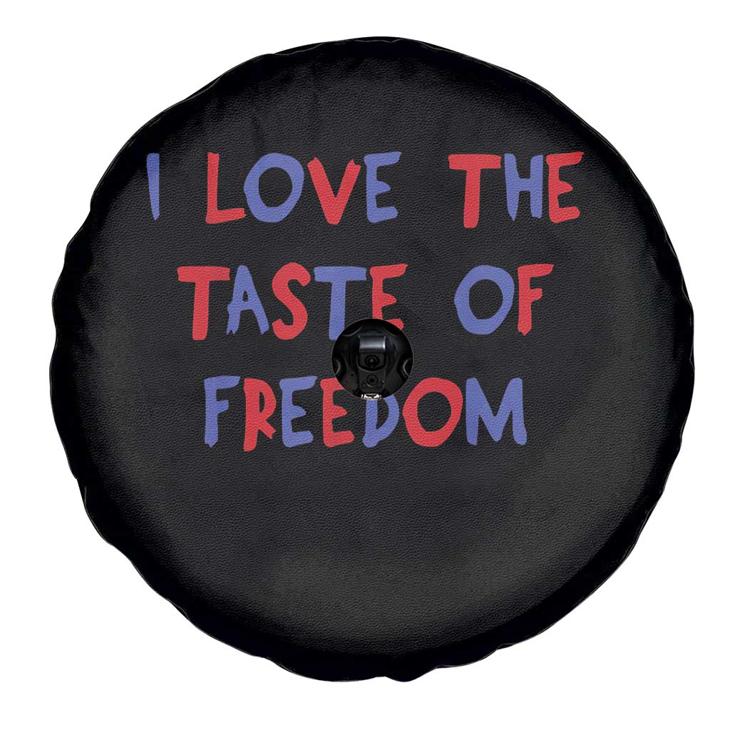 I Love The Taste Of Freedom Americana Matching Couple Spare Tire Cover Funny Patriotic Red White and Blue 4th of July