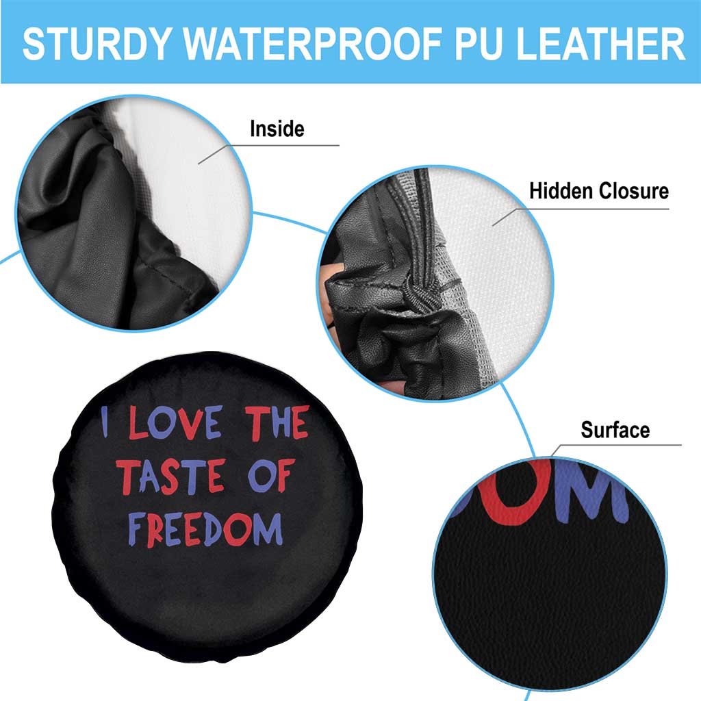 I Love The Taste Of Freedom Americana Matching Couple Spare Tire Cover Funny Patriotic Red White and Blue 4th of July