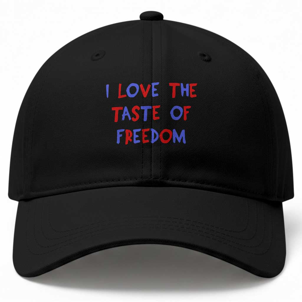 I Love The Taste Of Freedom Americana Matching Couple Baseball Cap Funny Patriotic Red White and Blue 4th of July