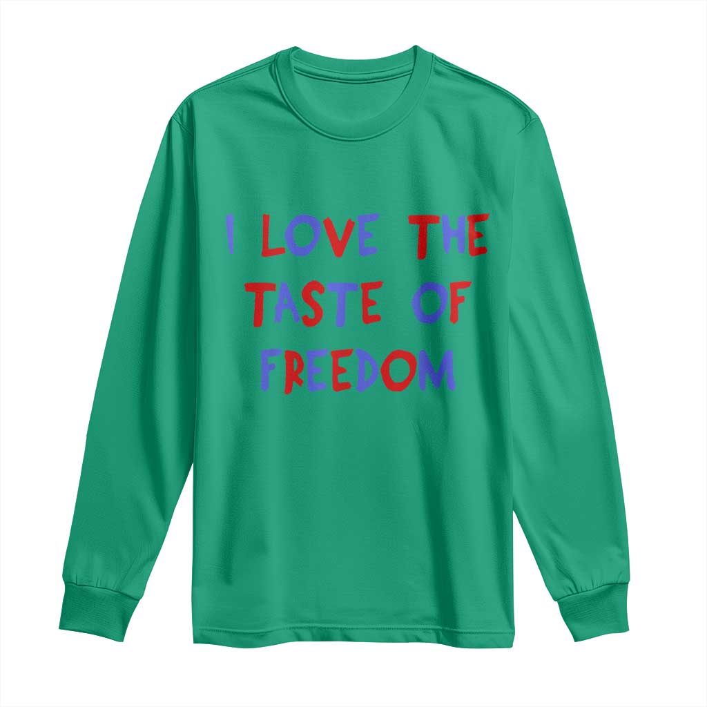 I Love The Taste Of Freedom Americana Matching Couple Long Sleeve Shirt Funny Patriotic Red White and Blue 4th of July