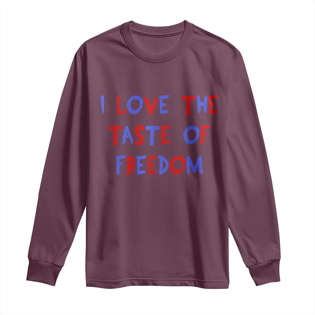 I Love The Taste Of Freedom Americana Matching Couple Long Sleeve Shirt Funny Patriotic Red White and Blue 4th of July