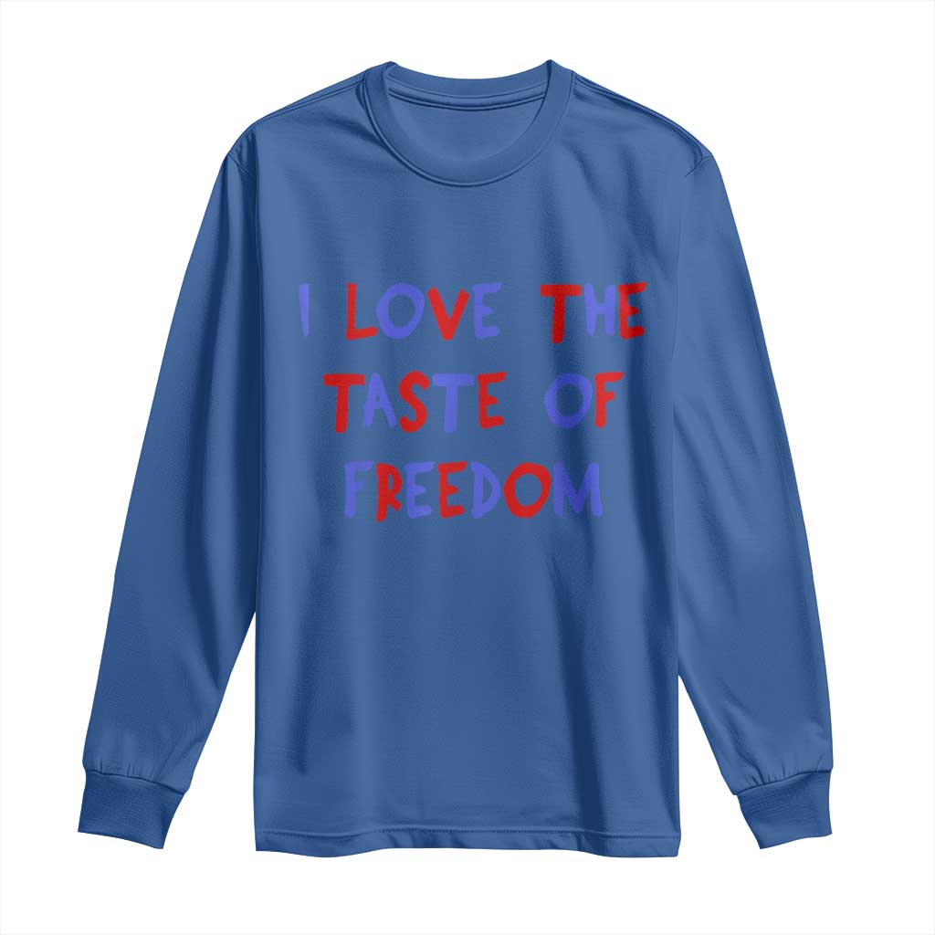 I Love The Taste Of Freedom Americana Matching Couple Long Sleeve Shirt Funny Patriotic Red White and Blue 4th of July