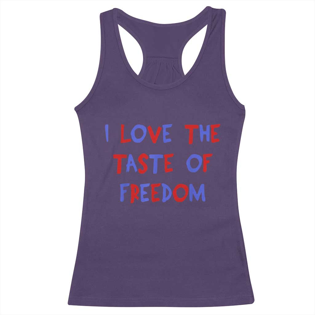 I Love The Taste Of Freedom Americana Matching Couple Racerback Tank Top Funny Patriotic Red White and Blue 4th of July
