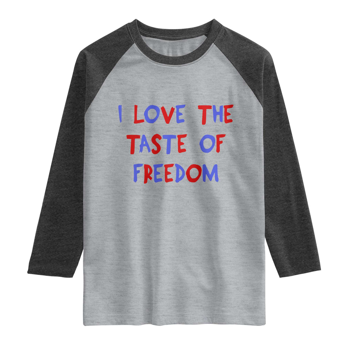 I Love The Taste Of Freedom Americana Matching Couple Raglan Shirt Funny Patriotic Red White and Blue 4th of July