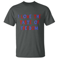 I Love The Taste Of Freedom Americana Matching Couple T Shirt Funny Patriotic Red White and Blue 4th of July