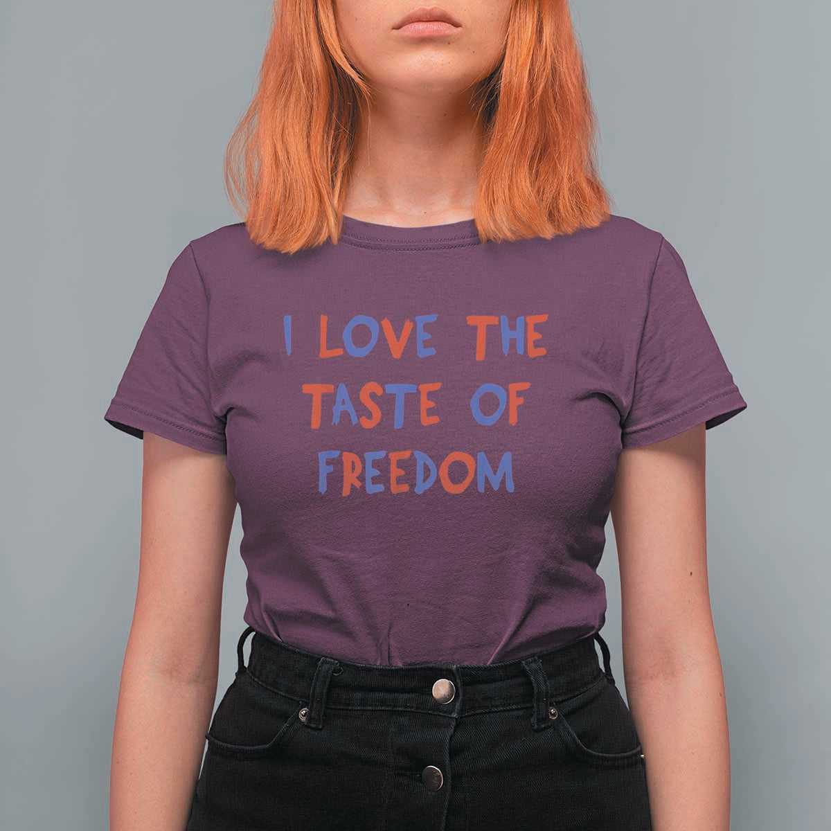 I Love The Taste Of Freedom Americana Matching Couple T Shirt For Women Funny Patriotic Red White and Blue 4th of July