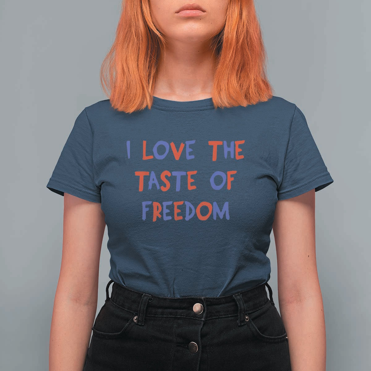 I Love The Taste Of Freedom Americana Matching Couple T Shirt For Women Funny Patriotic Red White and Blue 4th of July