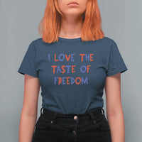 I Love The Taste Of Freedom Americana Matching Couple T Shirt For Women Funny Patriotic Red White and Blue 4th of July