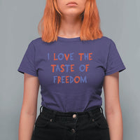 I Love The Taste Of Freedom Americana Matching Couple T Shirt For Women Funny Patriotic Red White and Blue 4th of July