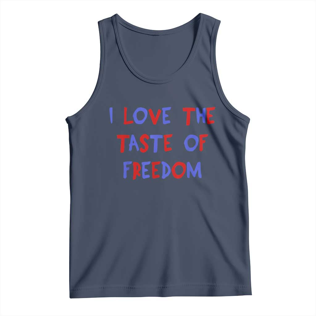 I Love The Taste Of Freedom Americana Matching Couple Tank Top Funny Patriotic Red White and Blue 4th of July