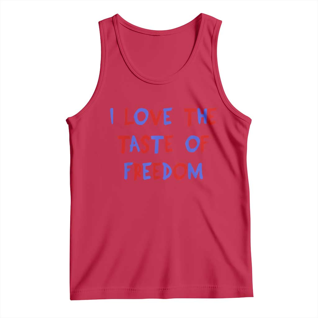 I Love The Taste Of Freedom Americana Matching Couple Tank Top Funny Patriotic Red White and Blue 4th of July