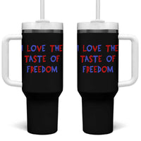 I Love The Taste Of Freedom Americana Matching Couple Tumbler With Handle Funny Patriotic Red White and Blue 4th of July