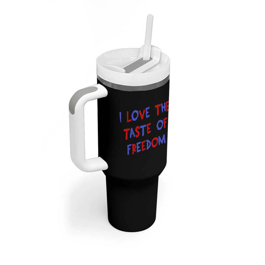 I Love The Taste Of Freedom Americana Matching Couple Tumbler With Handle Funny Patriotic Red White and Blue 4th of July