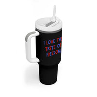 I Love The Taste Of Freedom Americana Matching Couple Tumbler With Handle Funny Patriotic Red White and Blue 4th of July
