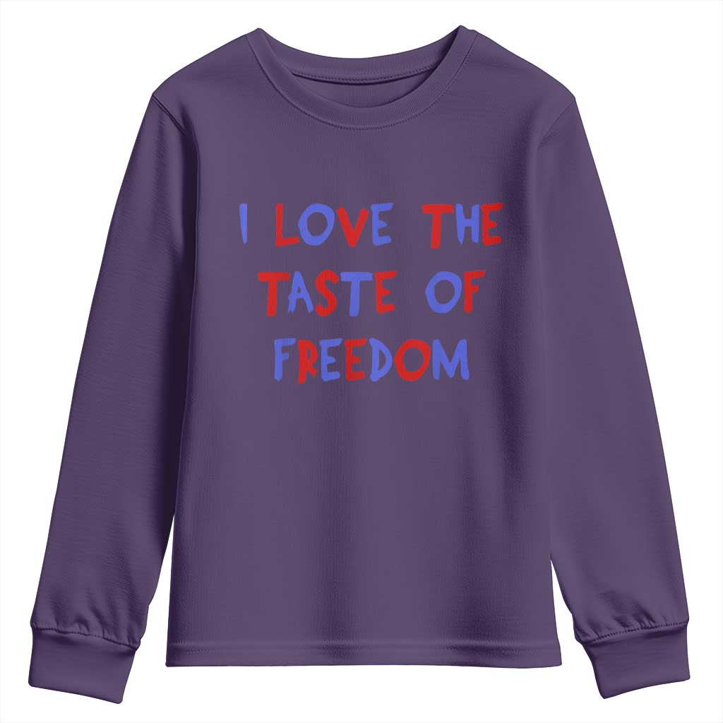 I Love The Taste Of Freedom Americana Matching Couple Youth Sweatshirt Funny Patriotic Red White and Blue 4th of July